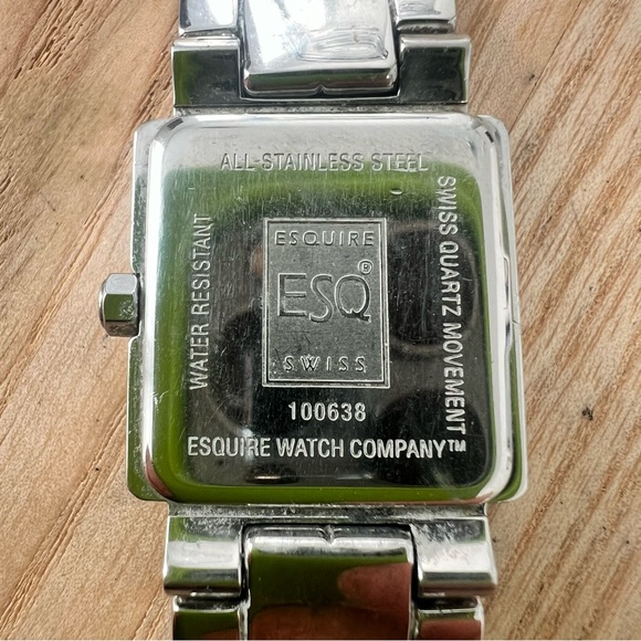 Esq by Movado ladies mirrored square dial silver tone dress watch NEW BATTERY main image 7